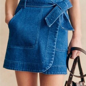 Sezane Blue Denim Mini Skirt